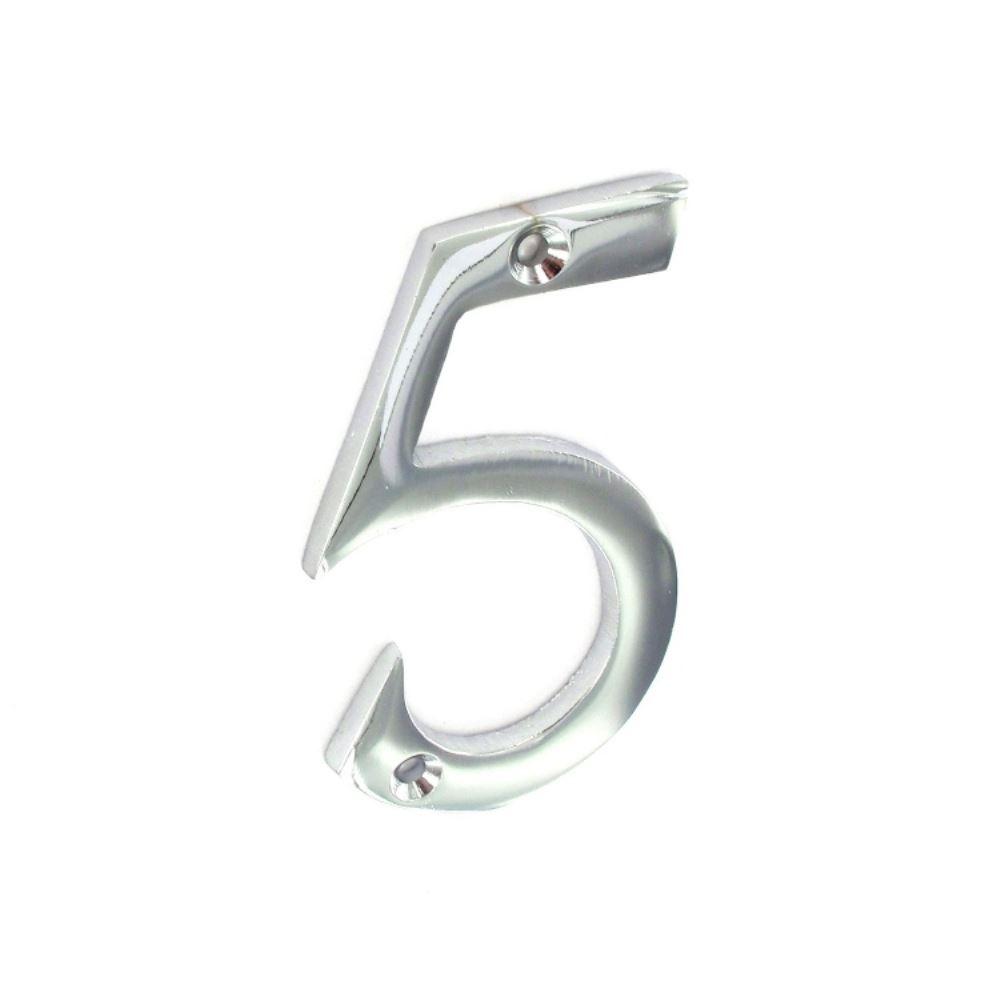Securit - Chrome Numeral No.5 75mm Door Numerals | Snape & Sons