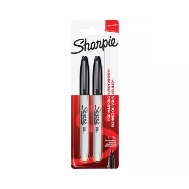 Sharpie - Black Fine Tip Permanent Markers Twin Pack Marking Tools | Snape & Sons