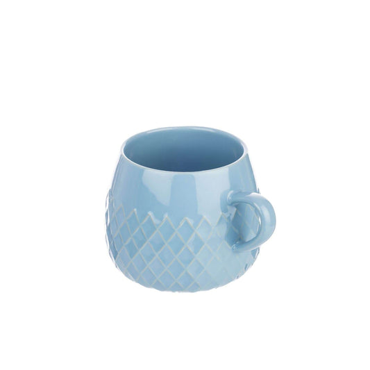 Blue Embossed Stoneware Mug 300ml