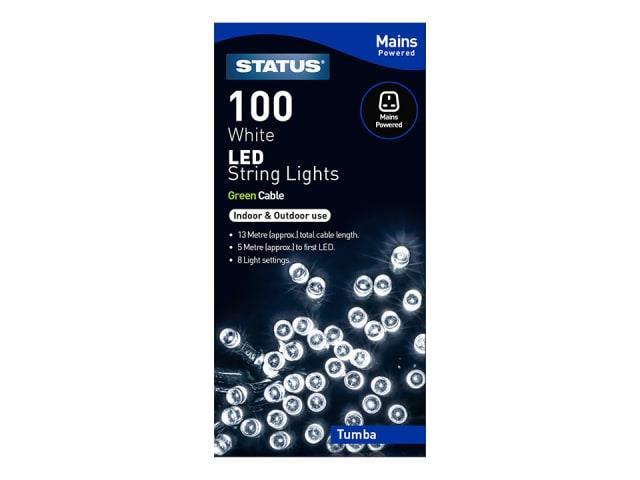 Status - 100 LED White Tumba String Lights Mains LED Fairy Lights | Snape & Sons