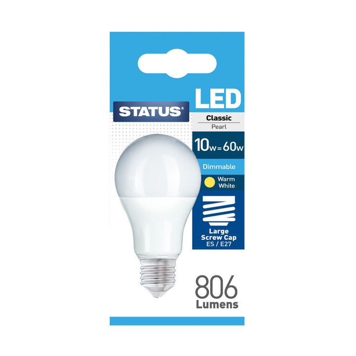 Status - 10W Dimmable Pearl LED GLS E27/ES GLS Bulbs | Snape & Sons
