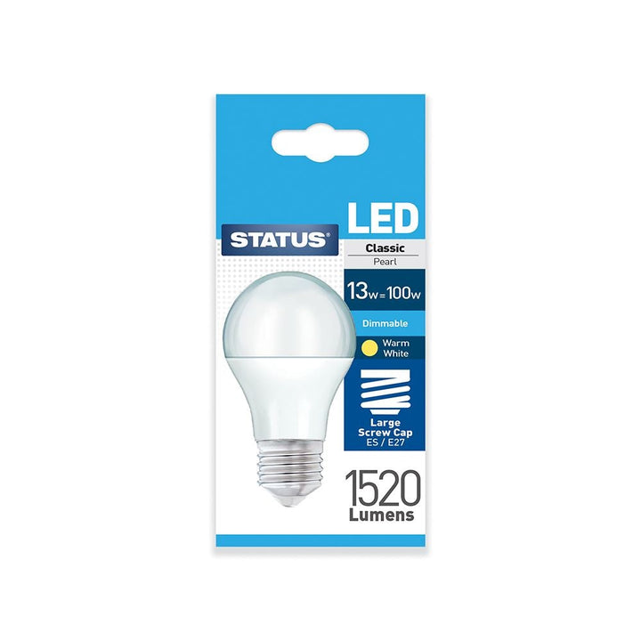 Status - 13W Dimmable Pearl LED GLS E27/ES GLS Bulbs | Snape & Sons