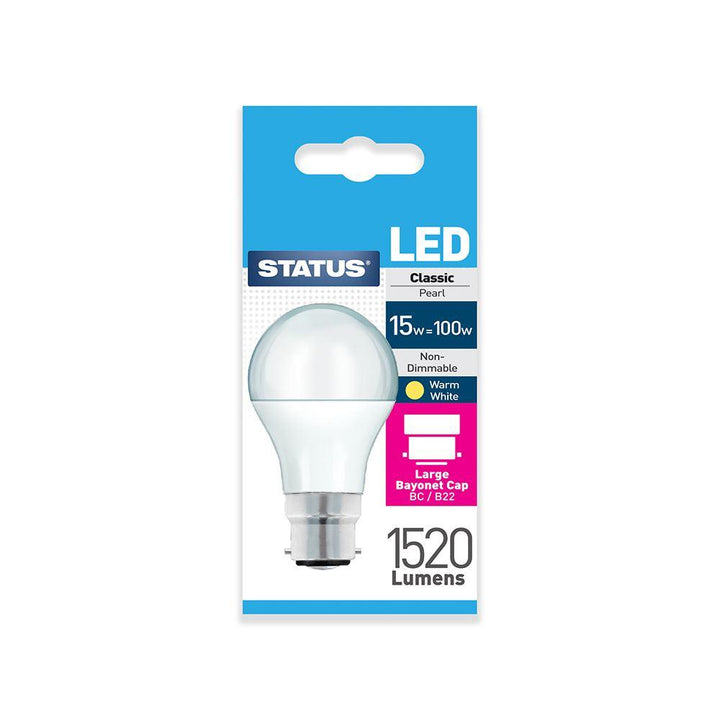 Status - 15W LED GLS Pearl B22/BC GLS Bulbs | Snape & Sons