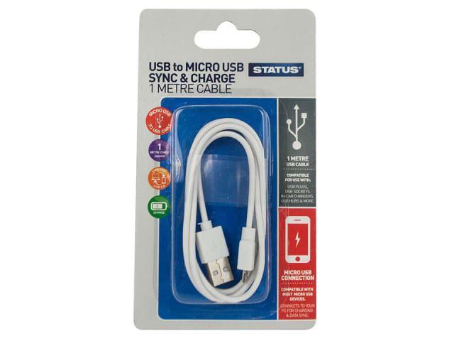 Status - 1m Micro USB to USB Charging Cable USB Charging | Snape & Sons