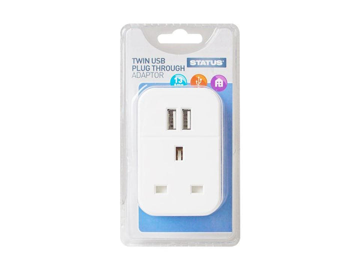 Status - 2 USB Plug Adaptor White 2.1A USB Charging | Snape & Sons