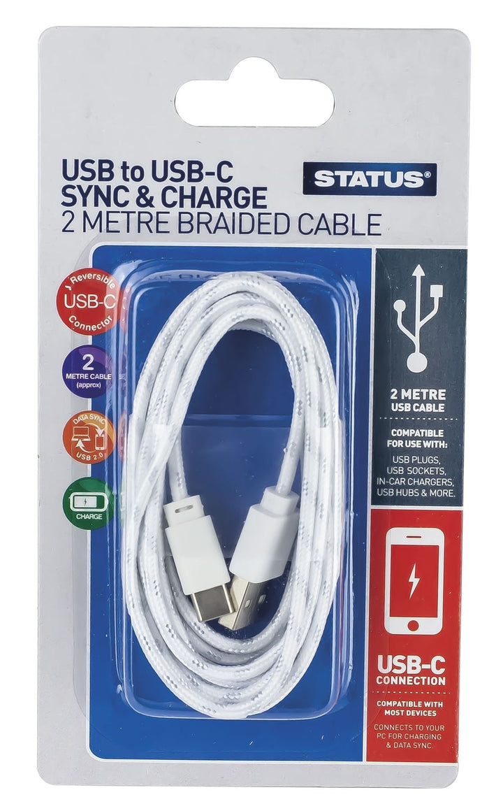 Status - 2m Braided USB-C to USB Charging Cable USB Charging | Snape & Sons