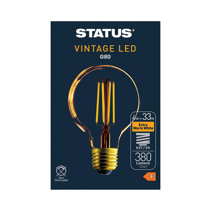 Status - 4W G80 Vintage LED Gold E27/ES Speciality Bulbs | Snape & Sons