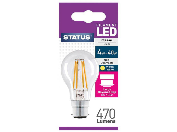 Status - 4W LED GLS Clear B22/BC GLS Bulbs | Snape & Sons