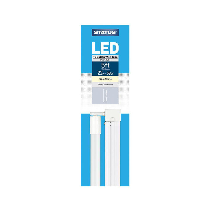 Status - 5ft 22W LED Tube & Fitting Cool White Striplight Fitting | Snape & Sons