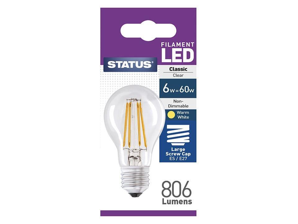 Status - 6W LED GLS Clear E27/ES GLS Bulbs | Snape & Sons