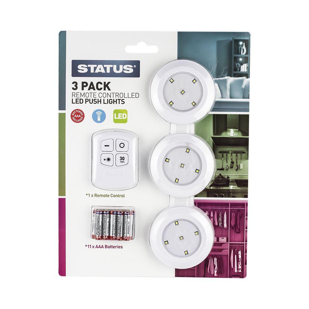 Status - Remote Control Push Lights x3 Battery Powered Lighting | Snape & Sons