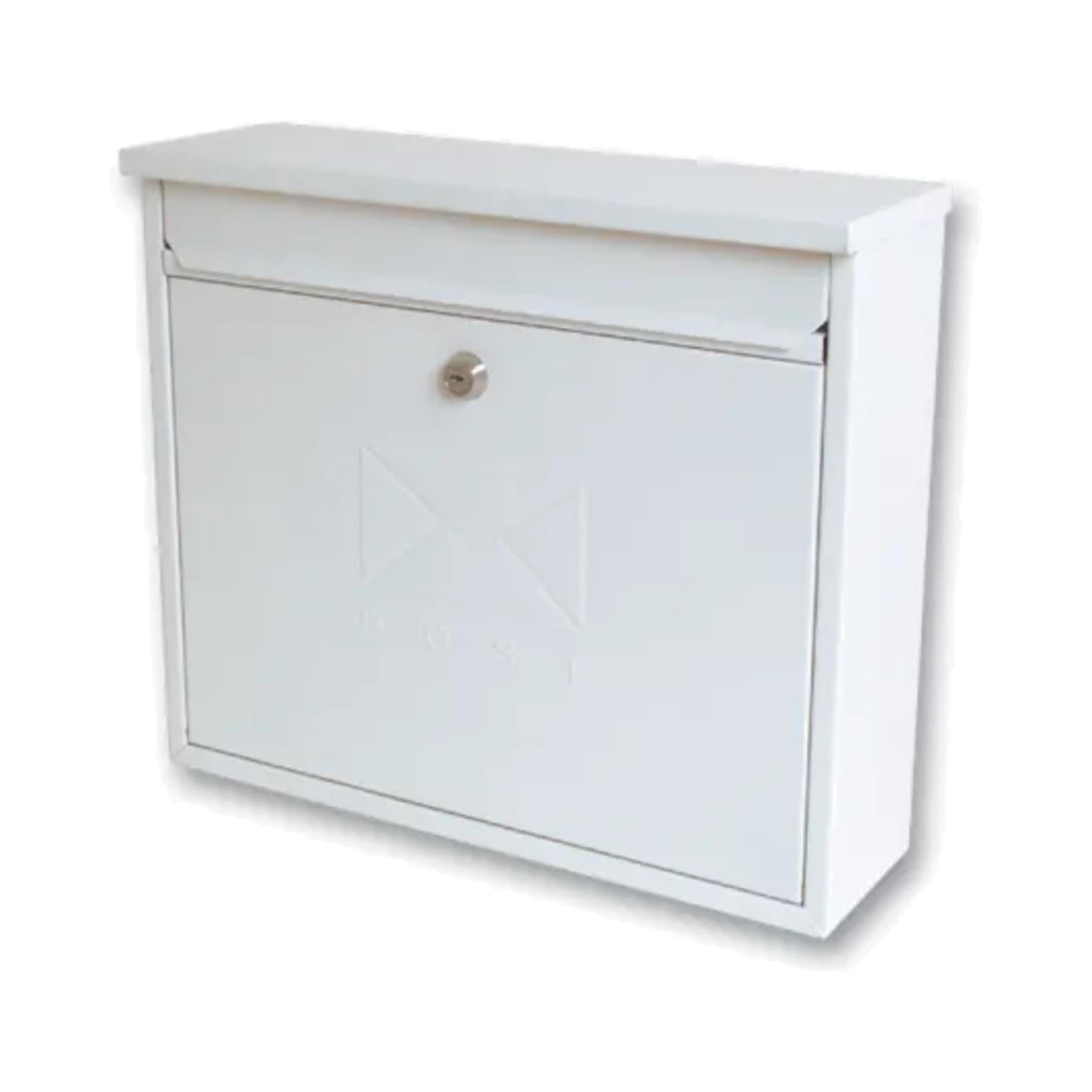 Sterling Locks Elegance Rectangular Post Box Large White Post Boxes | Snape & Sons
