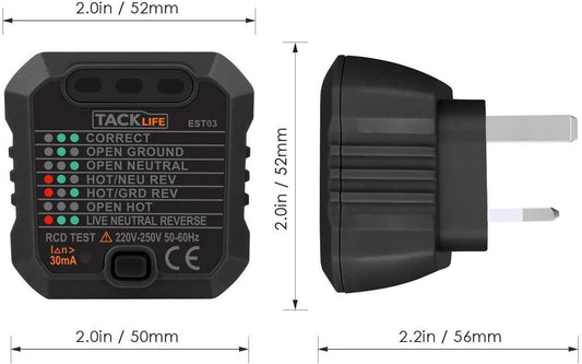 TackLife - Advanced Plug In Socket Tester Electrical Testers | Snape & Sons