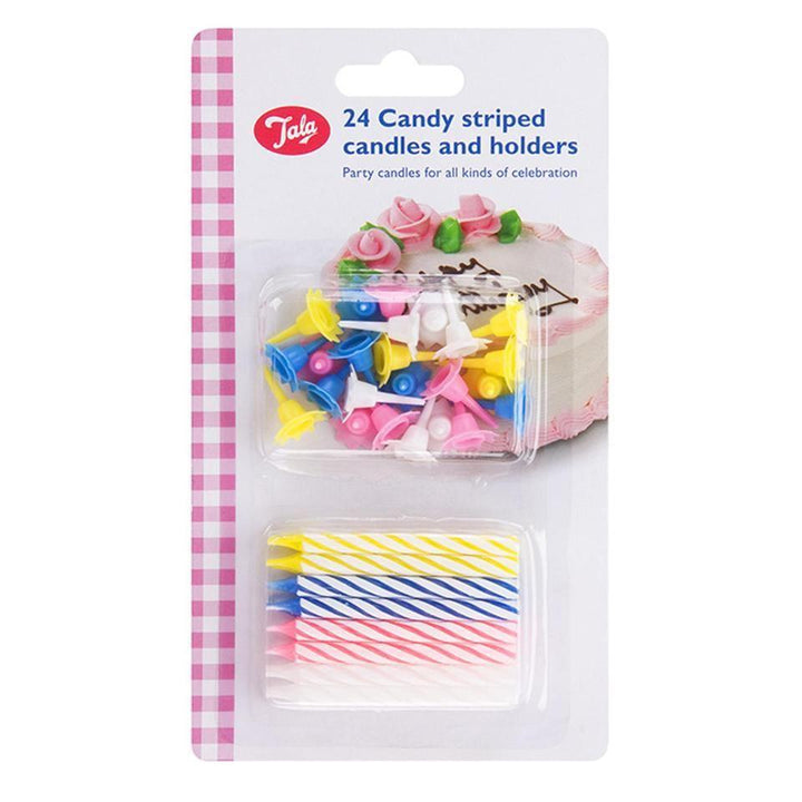 Tala - 24x Candy Striped Birthday Cake Candles Cake Decorating Accessories | Snape & Sons