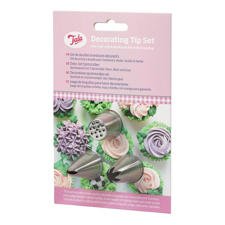 Tala - Nature Nozzles Set x3 + Icing Bag (Leaf, Star, Grass) Cake Decorating Accessories | Snape & Sons