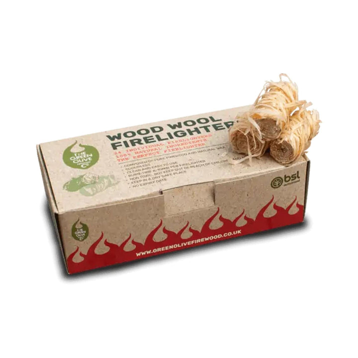 The Green Olive Firewood Co - Natural Wood Wool Firelighters x24 Pack Firelighters | Snape & Sons