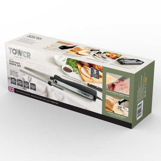 Tower - Electric Carving Knife Set Electric Carving Knives | Snape & Sons