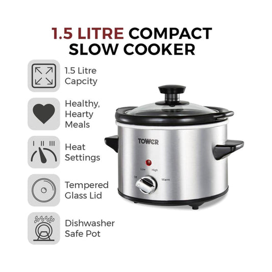 Tower - Stainless Steel 1-2 Portion Slow Cooker Slow Cookers | Snape & Sons