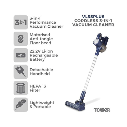 Tower - VL35 Plus 3-in-1 Anti Tangle Cordless Vacuum Cordless Vacuum Cleaners | Snape & Sons