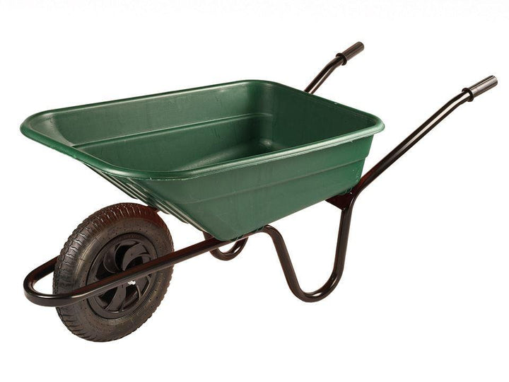 Walsall Wheelbarrow Co. - Green Pnuematic Wheelbarrow 90ltr Wheelbarrows | Snape & Sons