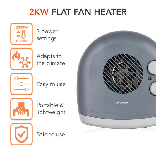 Warmlite 2000W Flat Fan Heater Fan Heaters | Snape & Sons