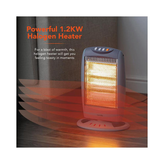 Grey 1200W Oscillating Halogen Heater – Snape u0026 Sons