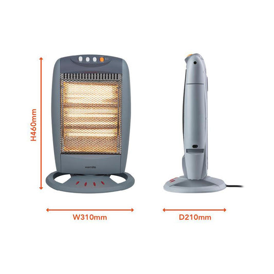 Warmlite - Grey 1200W Oscillating Halogen Heater Halogen & Quartz Heaters | Snape & Sons