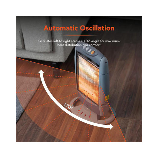 Grey 1200W Oscillating Halogen Heater – Snape u0026 Sons