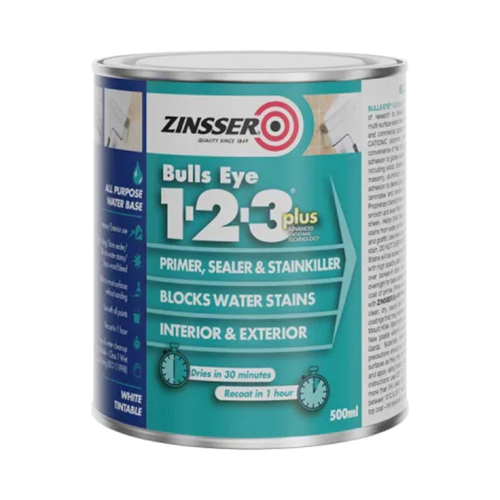 Zinsser Bulls Eye 1-2-3 Plus Primer & Sealer 500ml Speciality Paints | Snape & Sons