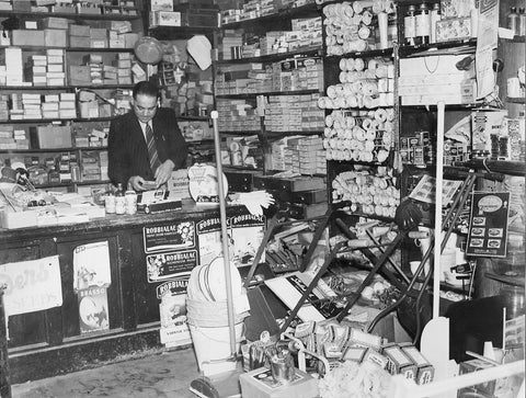 background image - Harry Snape in the shop back in 1950